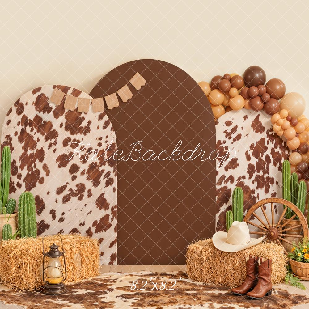 Kate Western Cow Cactus Hay Wagon Wheel Backdrop Designed by Emetselch - Image 5
