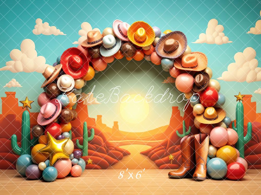 Kate Western Cowboy Hat Balloon Arch Desert Backdrop Designed by Laura Bybee - Image 3