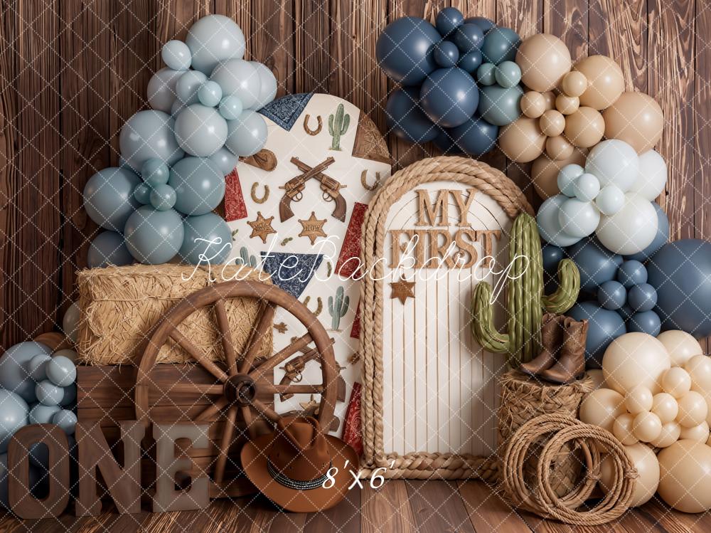 Kate Western Cowboy Hay Bales Balloons Backdrop Designed by Emetselch - Image 3