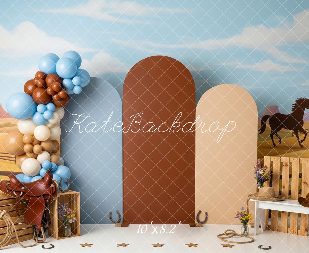 Kate Western Horse Saddle Balloons Desert Fleece Backdrop Designed by Patty Robert - Image 3