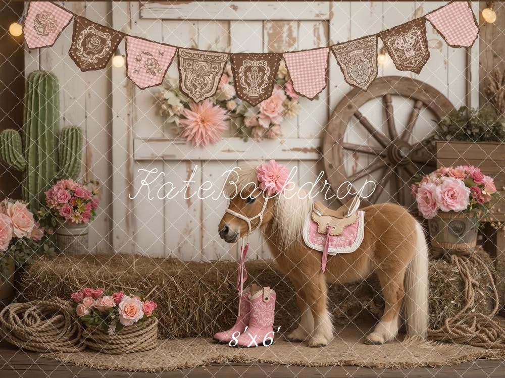 Kate Western Pony Hay Rustic Backdrop Designed by Emetselch - Image 3