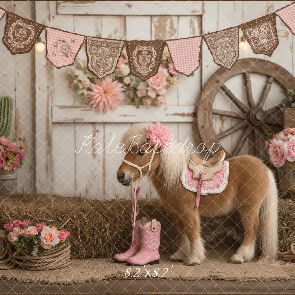 Kate Western Pony Hay Rustic Backdrop Designed by Emetselch - Image 5