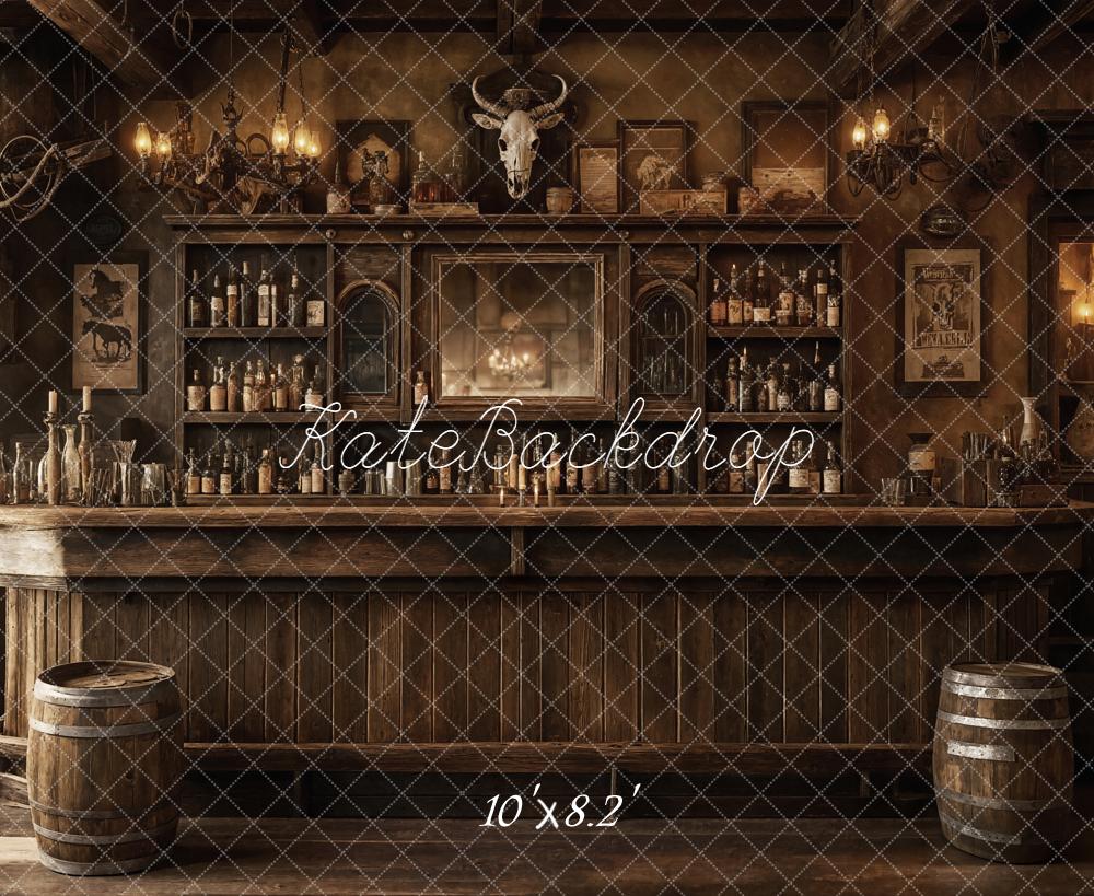 Kate Western Saloon Bar Interior Fleece Backdrop Designed by Emetselch - Image 3
