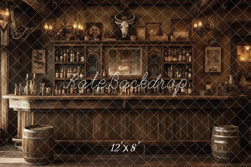 Kate Western Saloon Bar Interior Fleece Backdrop Designed by Emetselch - Image 4