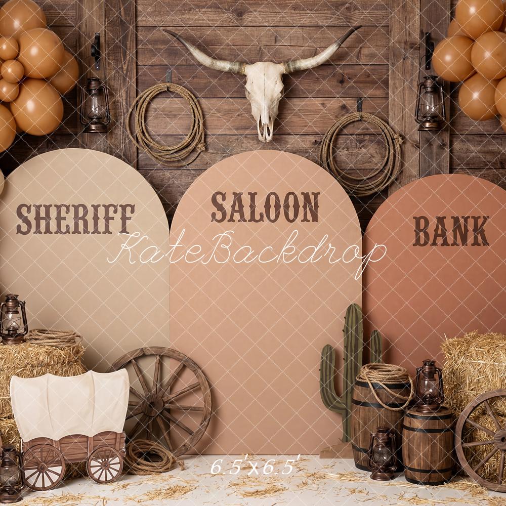 Kate Western Saloon Wagon Hay Balloons Backdrop Designed by Patty Robert - Image 2