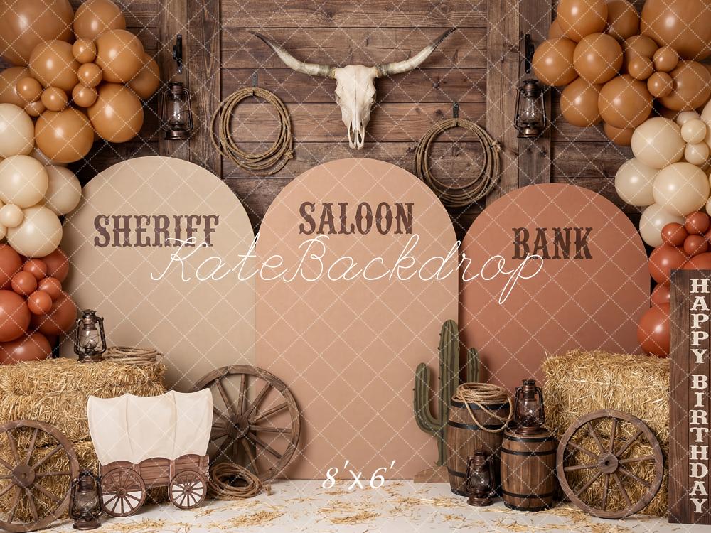 Kate Western Saloon Wagon Hay Balloons Backdrop Designed by Patty Robert - Image 3