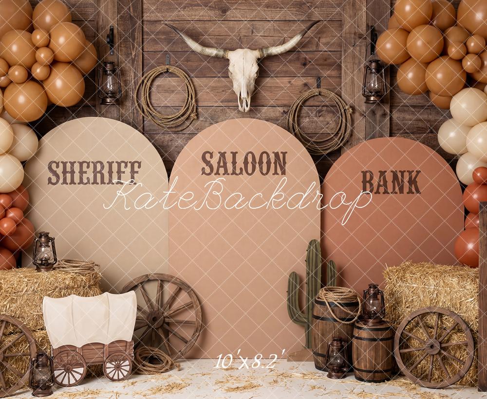 Kate Western Saloon Wagon Hay Balloons Backdrop Designed by Patty Robert - Image 6
