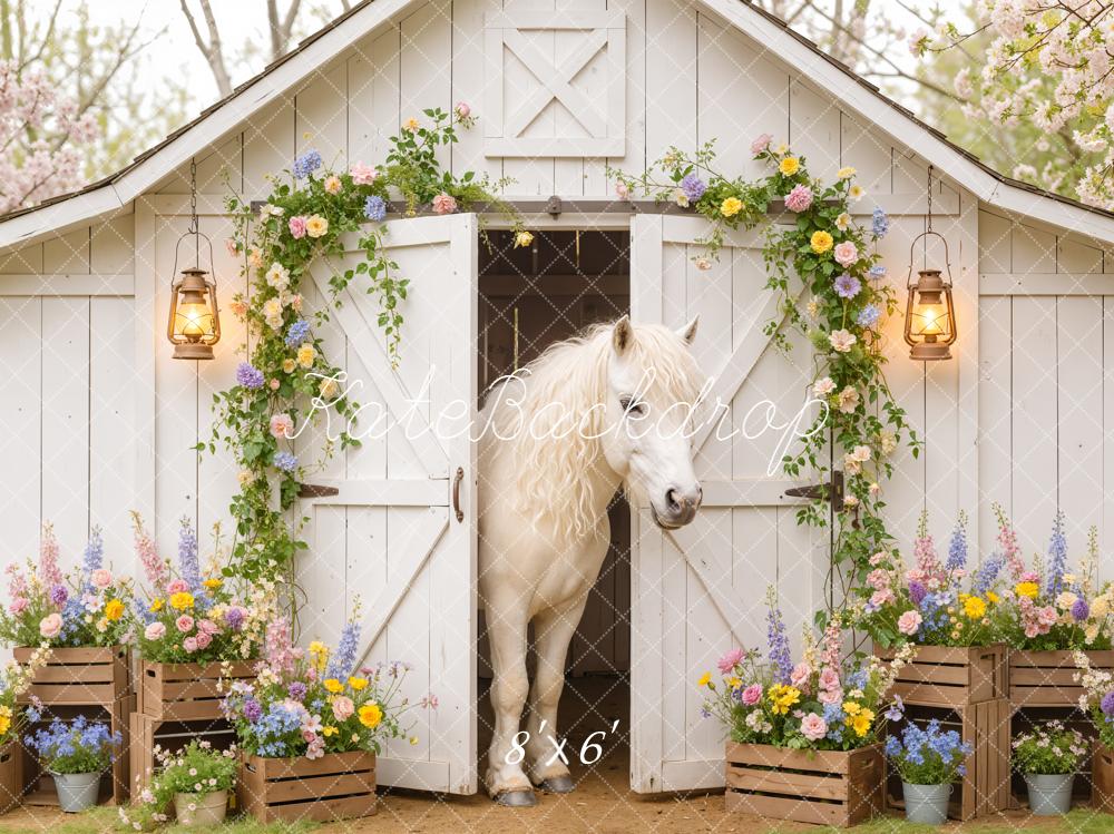 Kate Spring White Barn Pony Crates Backdrop Designed by Emetselch - Image 3