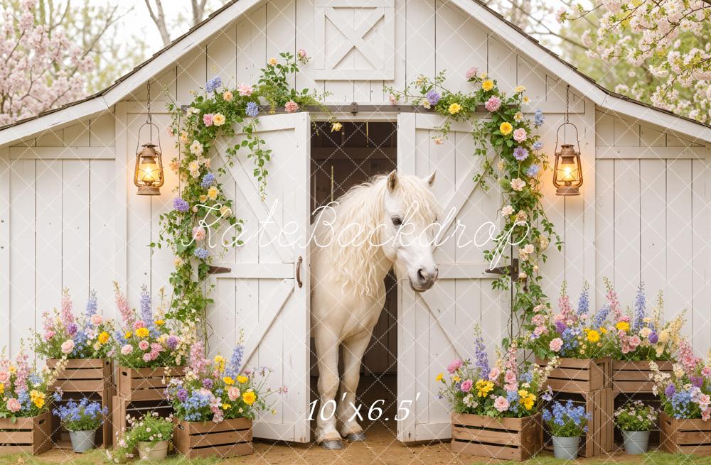 Kate Spring White Barn Pony Crates Backdrop Designed by Emetselch - Image 4