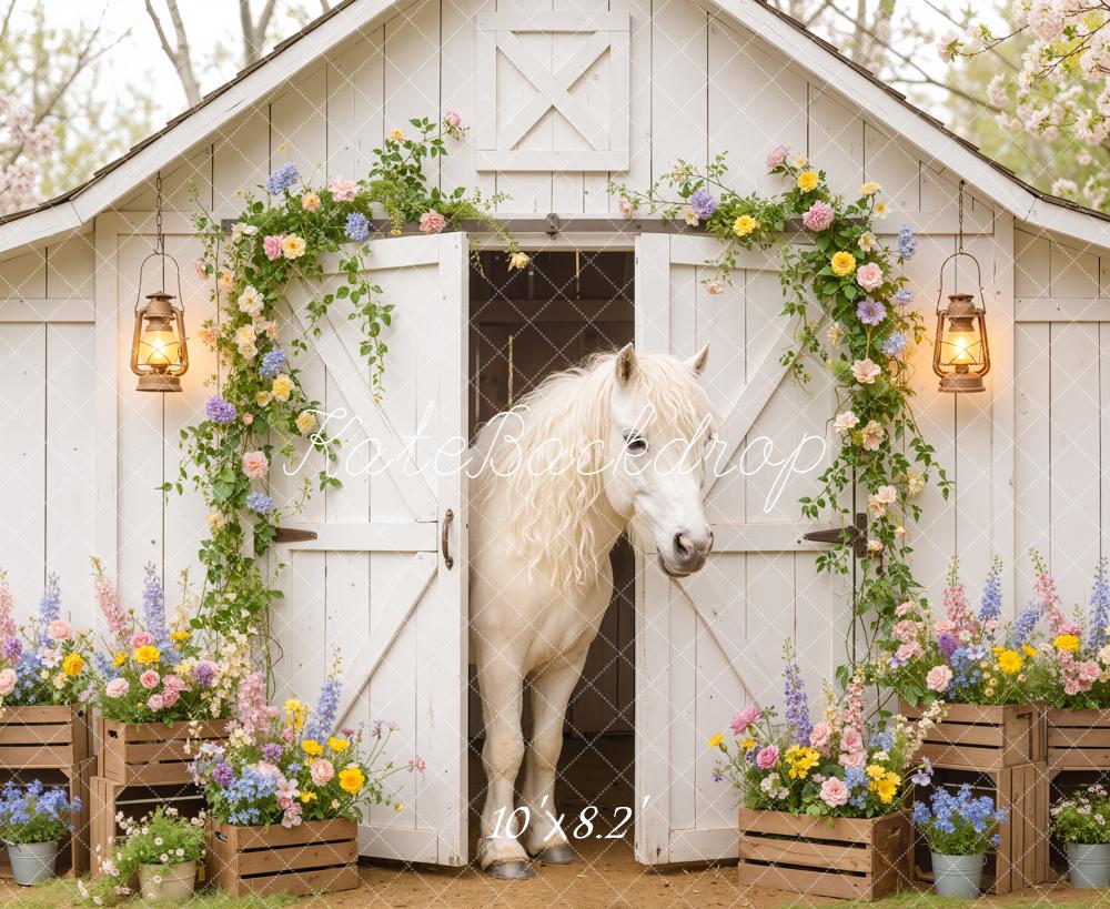 Kate Spring White Barn Pony Crates Backdrop Designed by Emetselch - Image 6