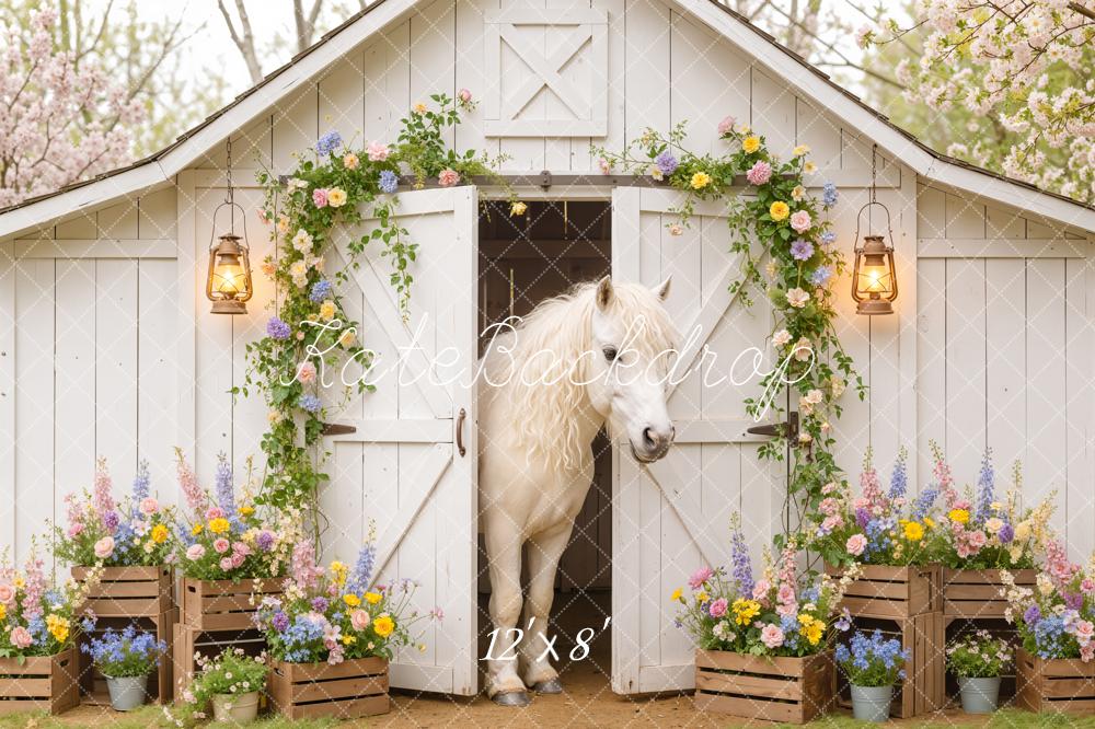 Kate Spring White Barn Pony Crates Backdrop Designed by Emetselch - Image 8