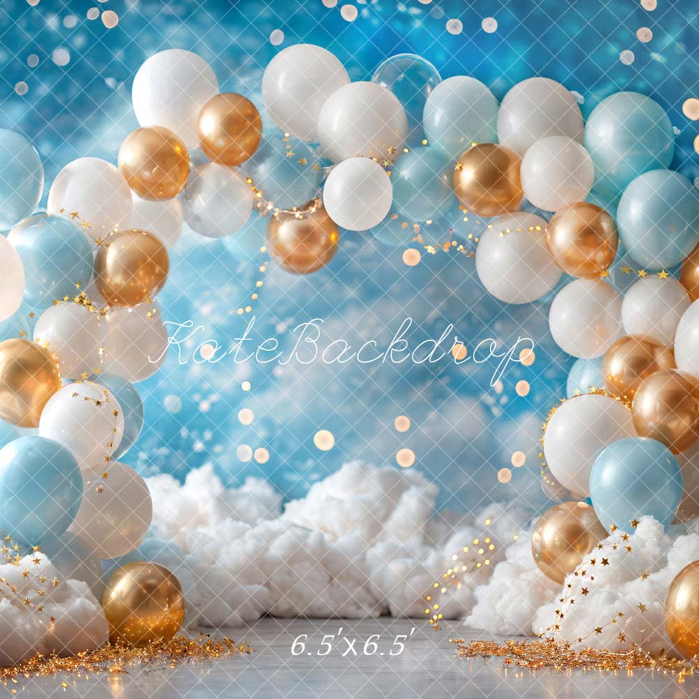 Kate White Blue Gold Balloon Backdrop Designed by Emetselch - Image 2
