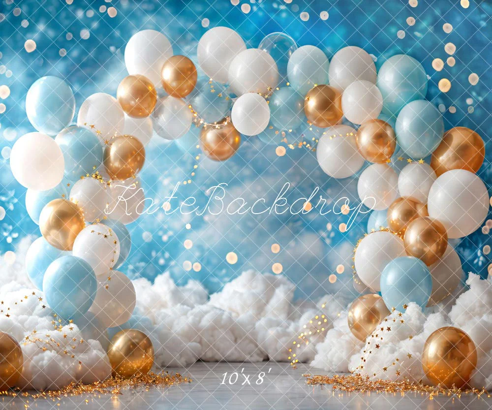 Kate White Blue Gold Balloon Backdrop Designed by Emetselch - Image 5