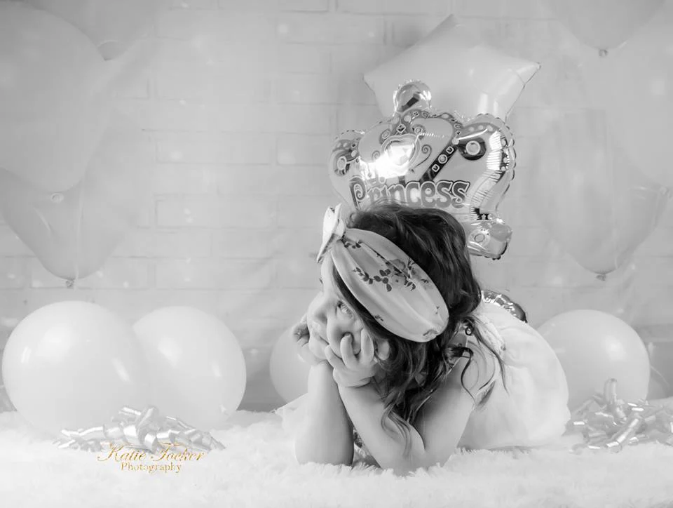 Kate White Brick Wall Pink Balloons and Decorations Girl Birthday Backdrop for cake smash - Image 6