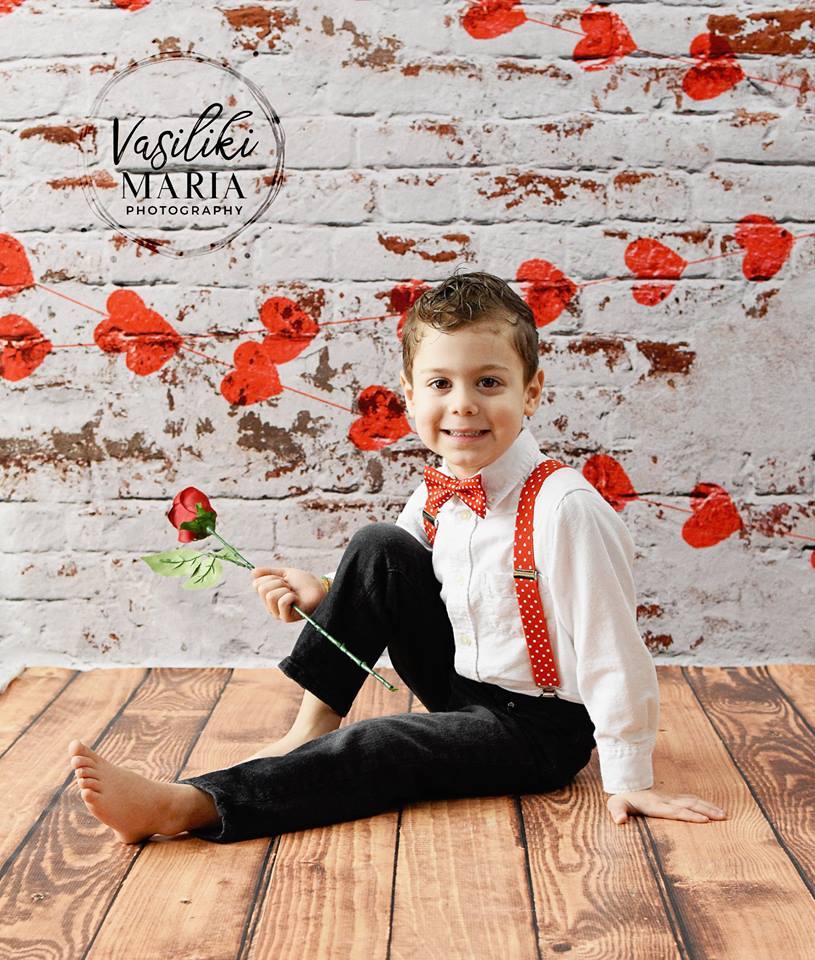 Kate white brick wall with red hearts Valentine's Day Backdrop for Photography designed by Jerry_Sina - Image 10