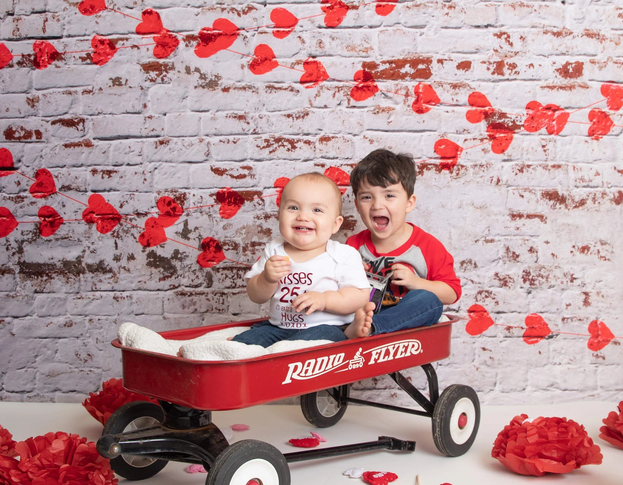 Kate white brick wall with red hearts Valentine's Day Backdrop for Photography designed by Jerry_Sina - Image 3