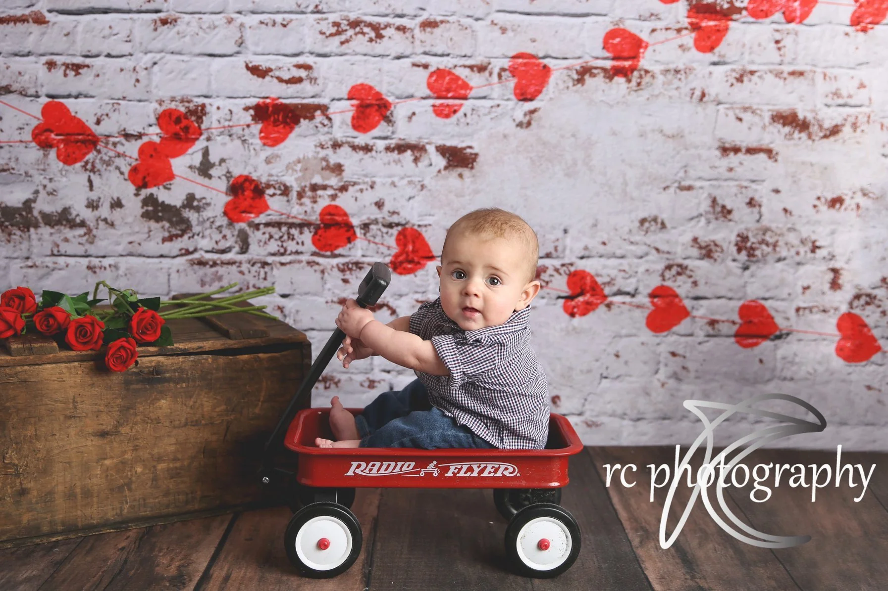 Kate white brick wall with red hearts Valentine's Day Backdrop for Photography designed by Jerry_Sina - Image 4