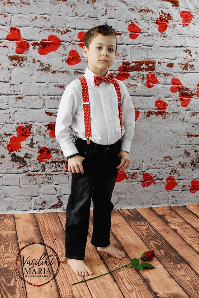 Kate white brick wall with red hearts Valentine's Day Backdrop for Photography designed by Jerry_Sina - Image 7