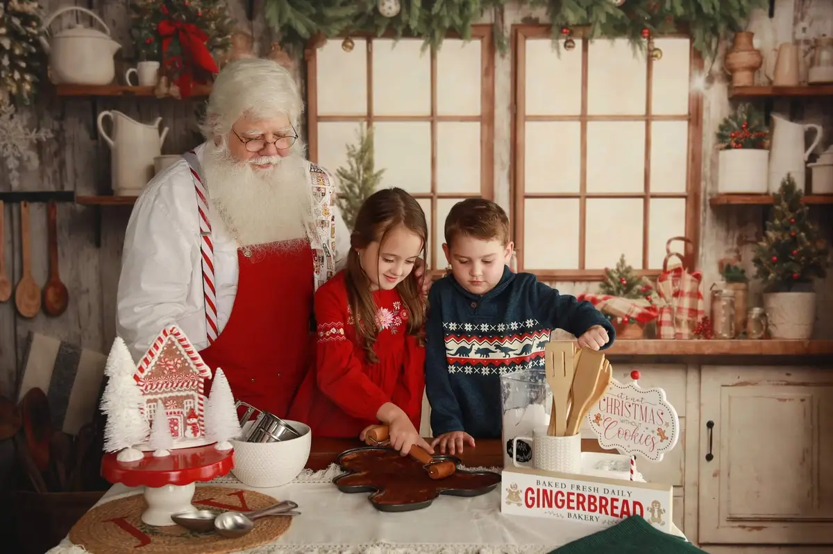 Kate White Christmas Kitchen Fleece Backdrop Designed by Emetselch - Image 4