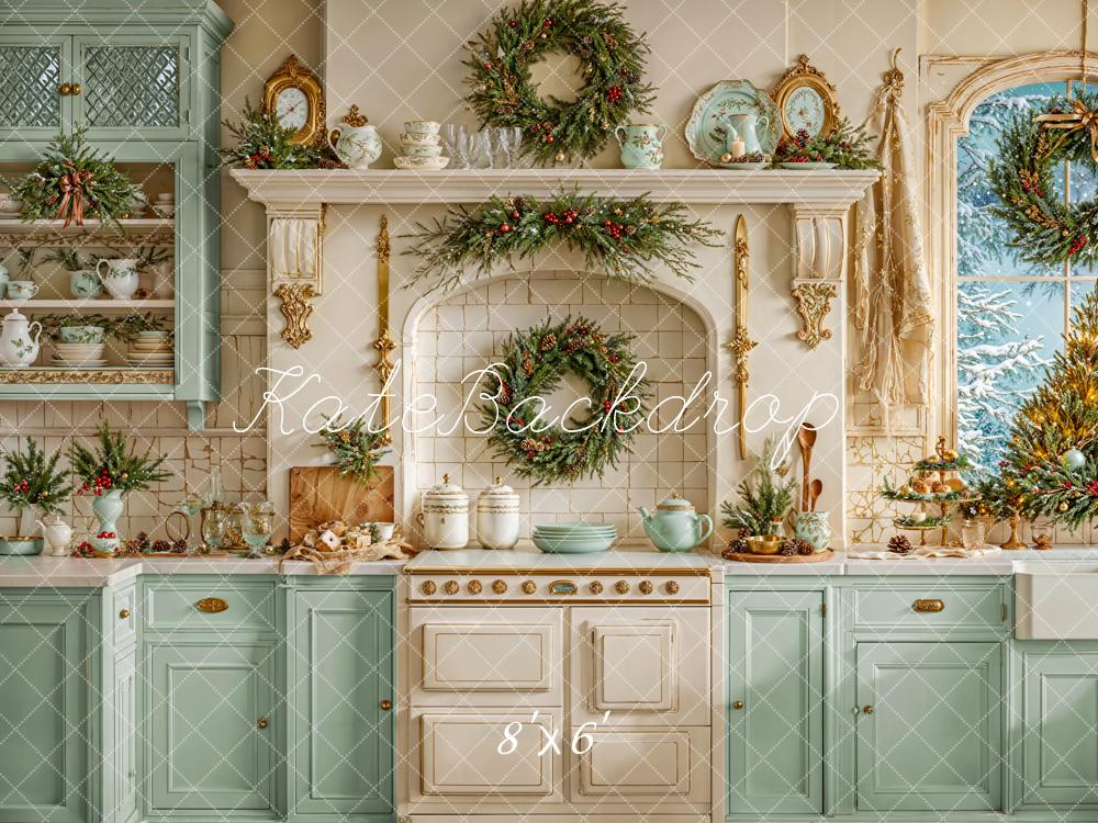 Kate White Christmas Kitchen Cupboard Backdrop Designed by Emetselch - Image 5
