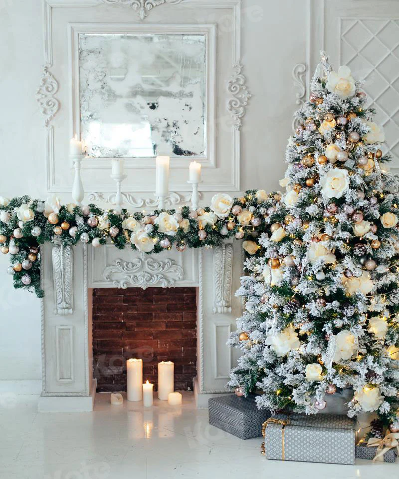 Kate White Christmas Photography Backdrop Fireplace Studio Props - Image 4