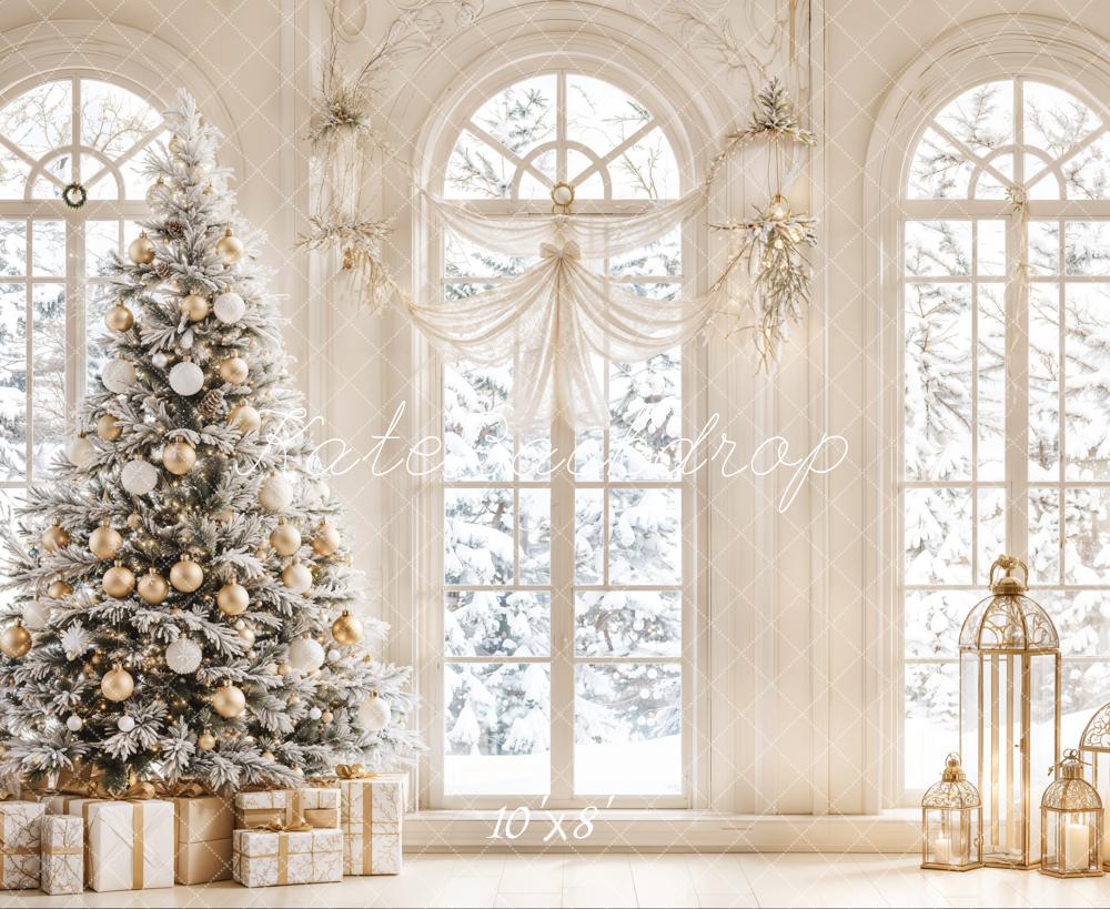 Kate White Christmas Tree Vintage Arch Window Backdrop Designed by Emetselch - Image 6