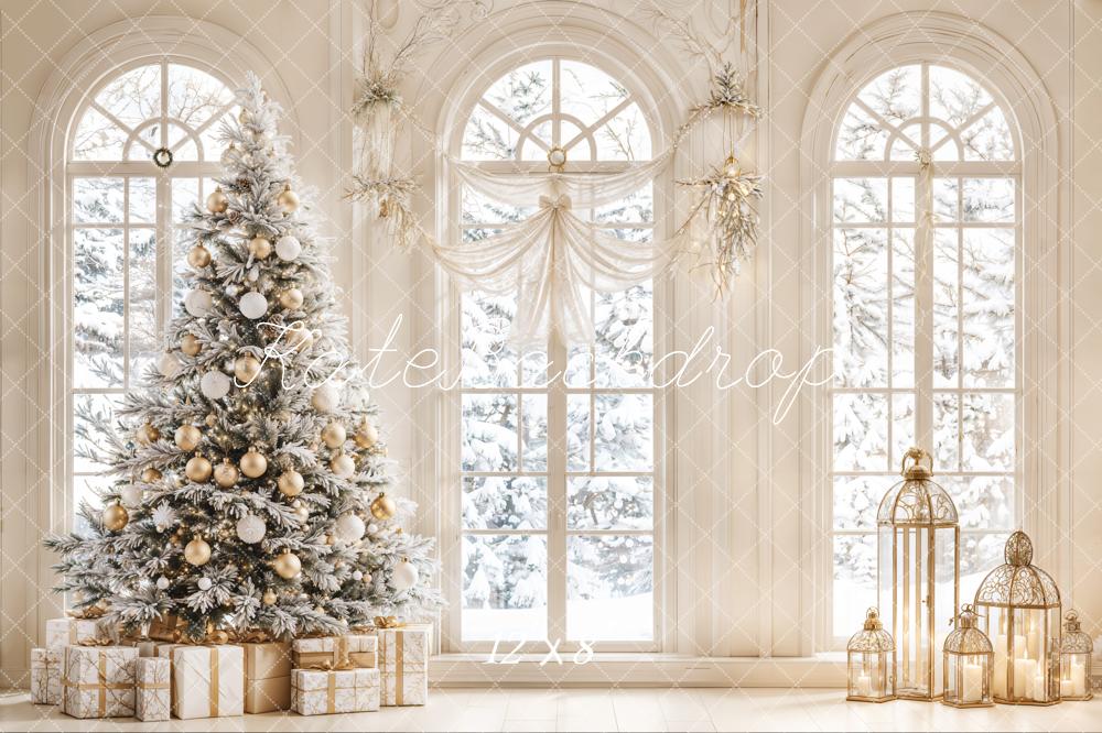 Kate White Christmas Tree Vintage Arch Window Backdrop Designed by Emetselch - Image 7
