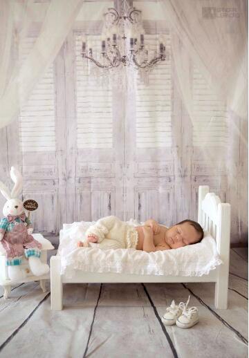 Kate White Curtain Backdrop Wood Wall Baby Photography Background - Image 4