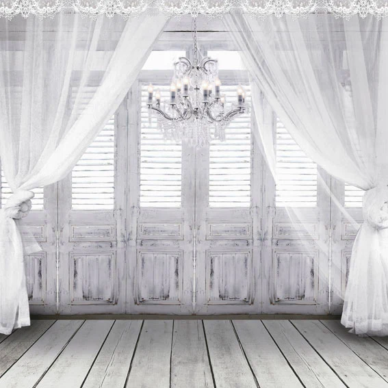 Kate White Curtain Backdrop Wood Wall Baby Photography Background - Image 5
