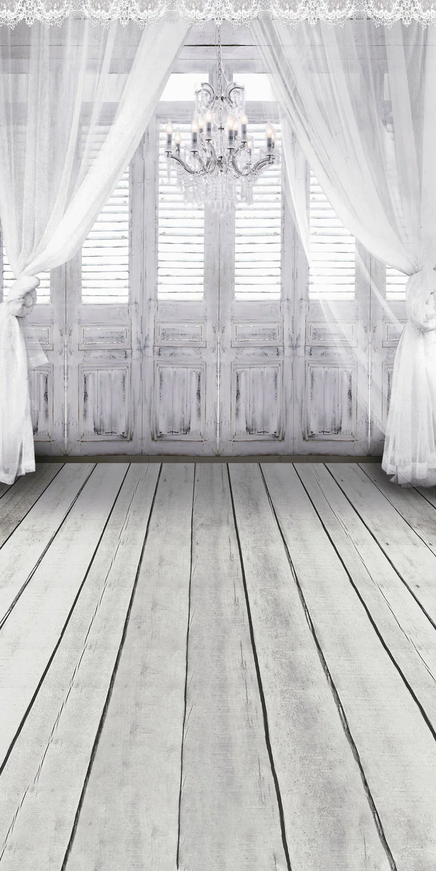Kate White Curtain Backdrop Wood Wall Baby Photography Background - Image 6