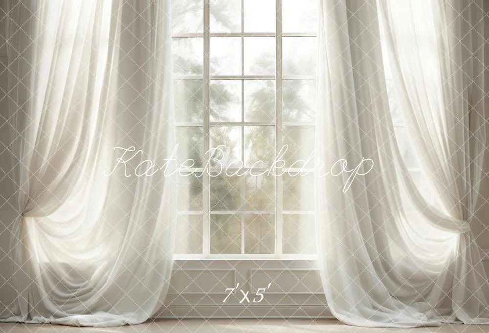 Kate White Curtains Windows Room Backdrop Designed by Chain Photography - Image 2