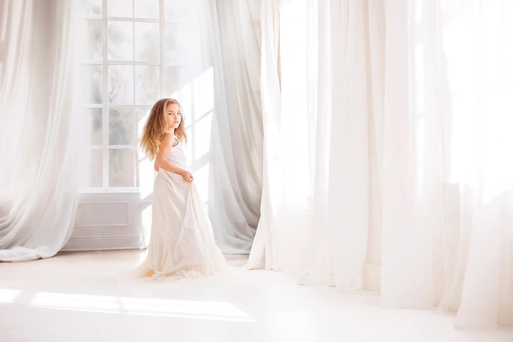 Kate White Curtains Windows Room Backdrop Designed by Chain Photography - Image 6