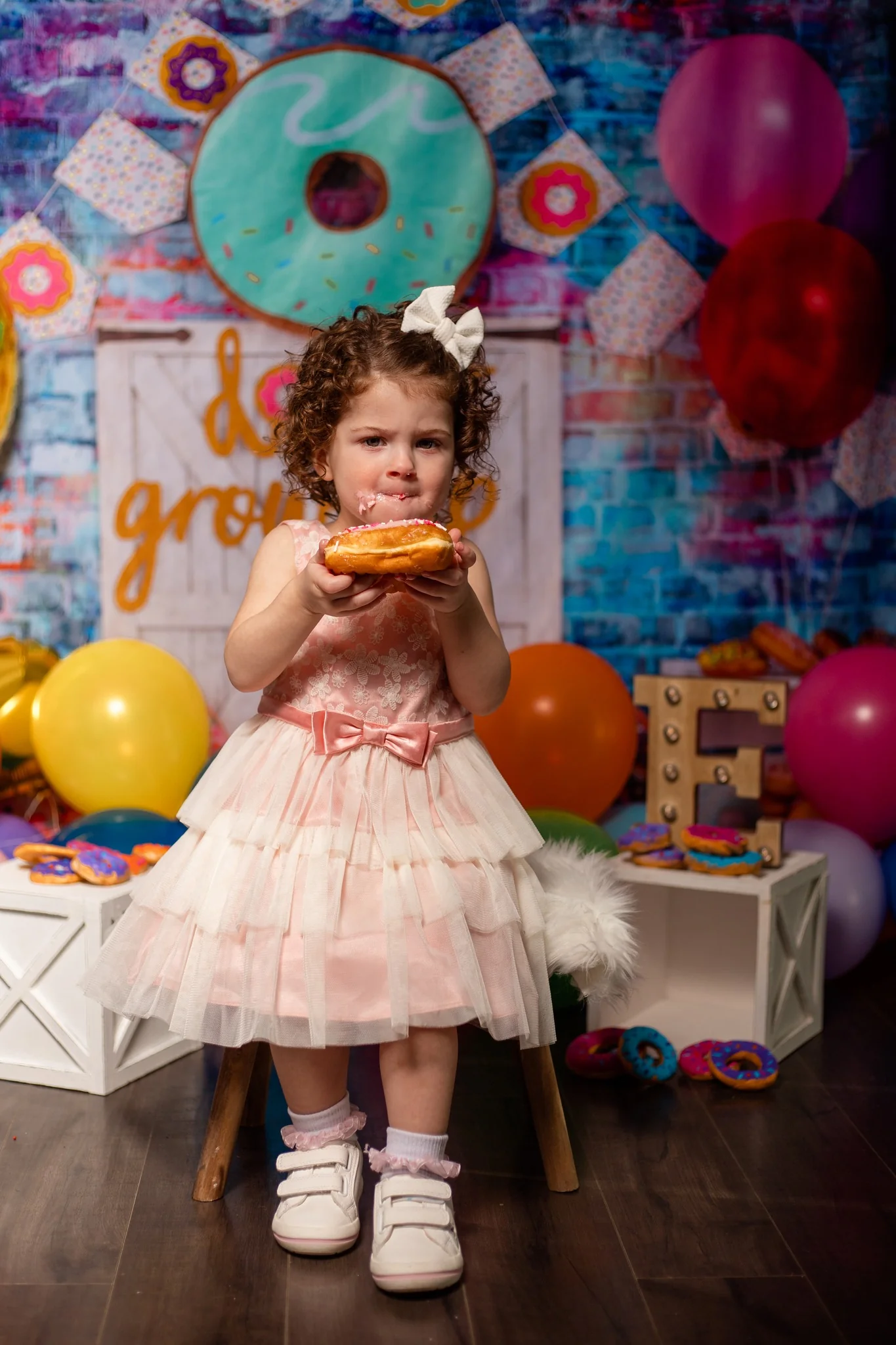 Kate White Door Balloons Banner Do Nut Grow Up Birthday Children Backdrop - Image 10