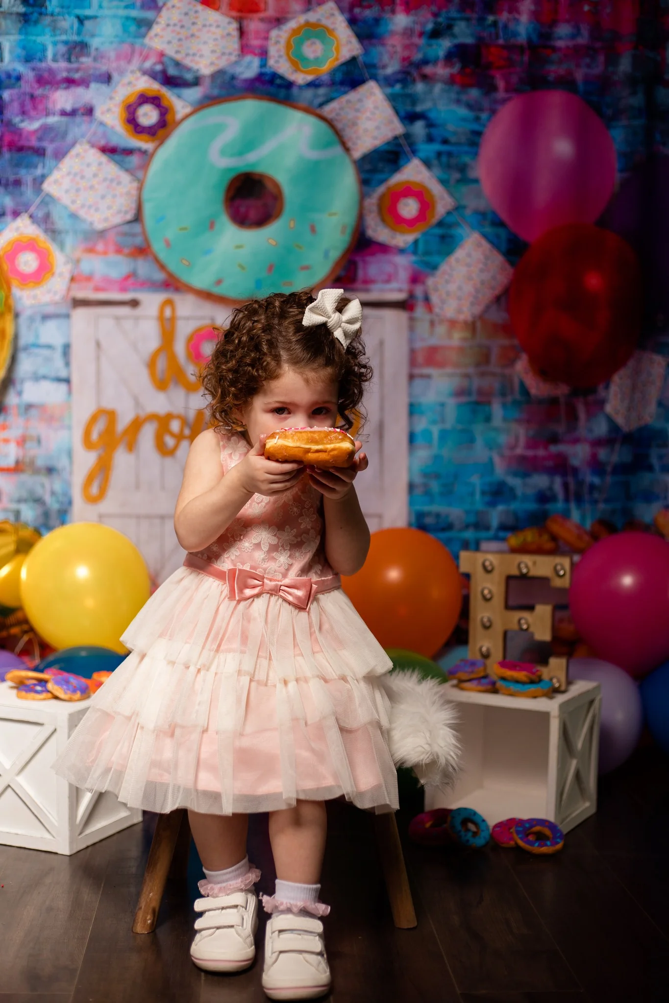 Kate White Door Balloons Banner Do Nut Grow Up Birthday Children Backdrop - Image 11