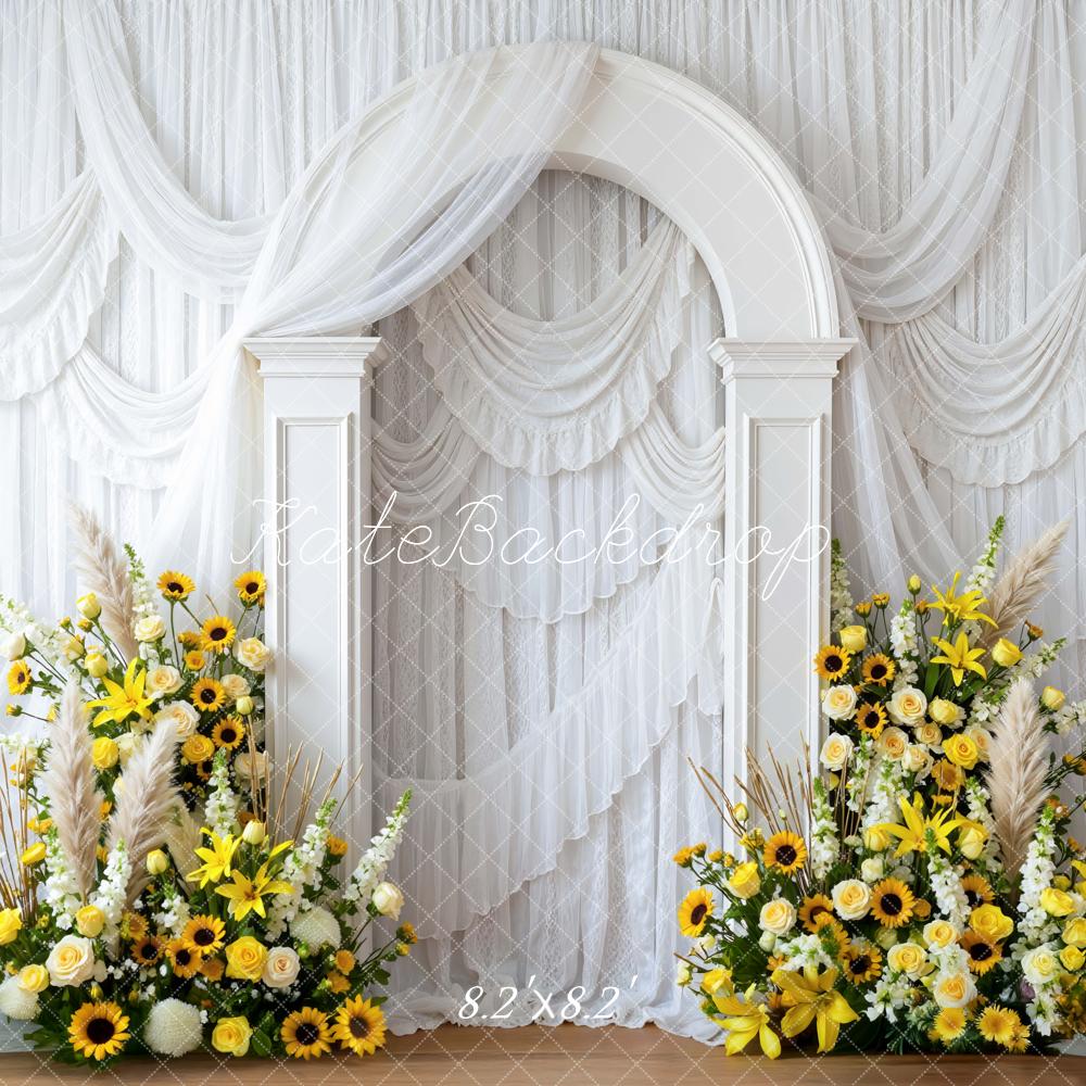 Kate White Drapes Arch Sunflowers Backdrop Designed by Mini MakeBelieve - Image 5