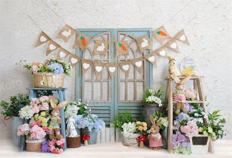 Kate White Easter Flower Bunny Backdrop for Photography - Image 2