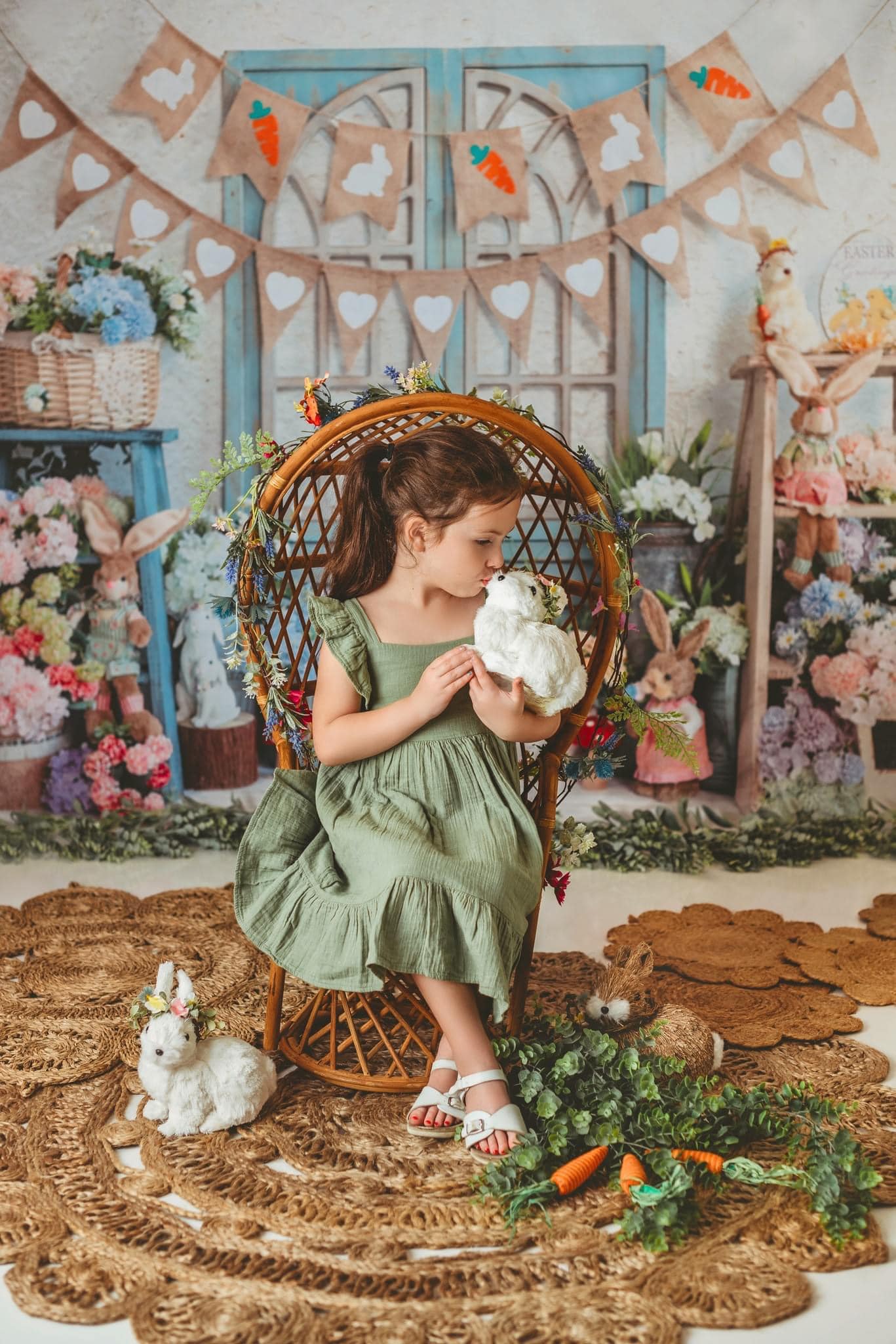 Kate White Easter Flower Bunny Backdrop for Photography - Image 3