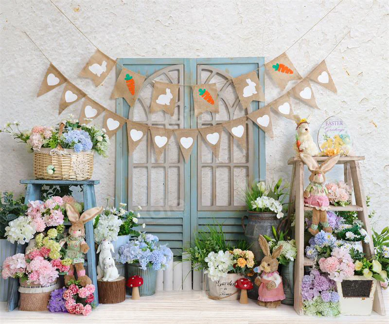 Kate White Easter Flower Bunny Backdrop for Photography - Image 5