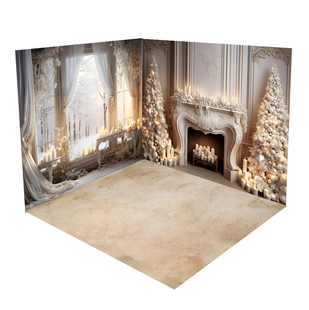 Kate White Elegant Christmas Fireplace Room Set - Image 2