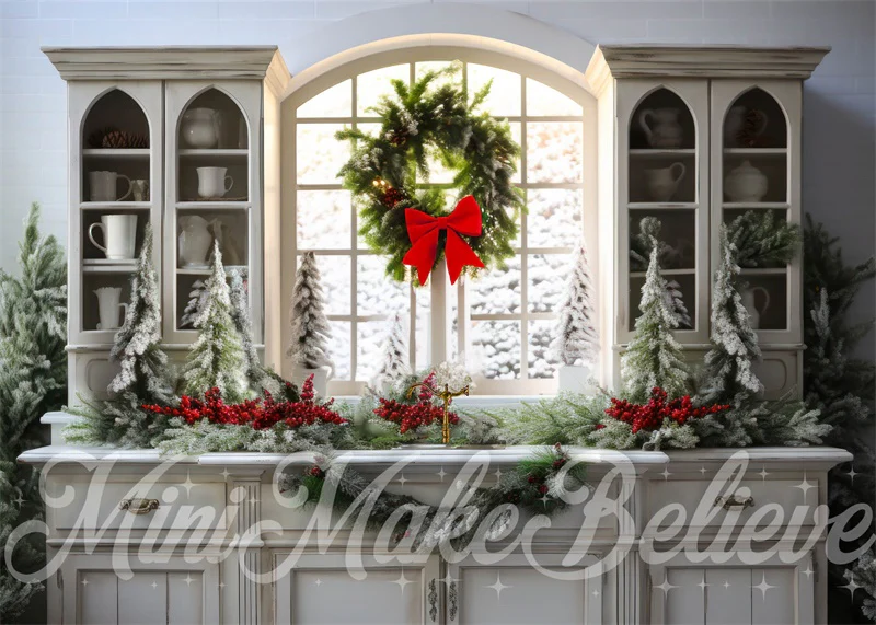 Kate White Farmhouse Winter Christmas Kitchen Backdrop Designed by Mini MakeBelieve - Image 3