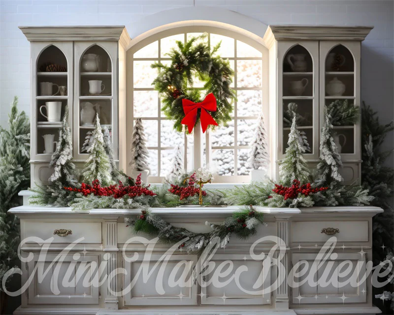 Kate White Farmhouse Winter Christmas Kitchen Backdrop Designed by Mini MakeBelieve - Image 4