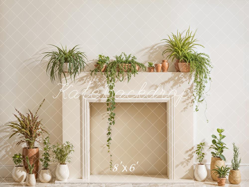 Kate White Fireplace With Spring Greenery Backdrop Designed by Emetselch - Image 7