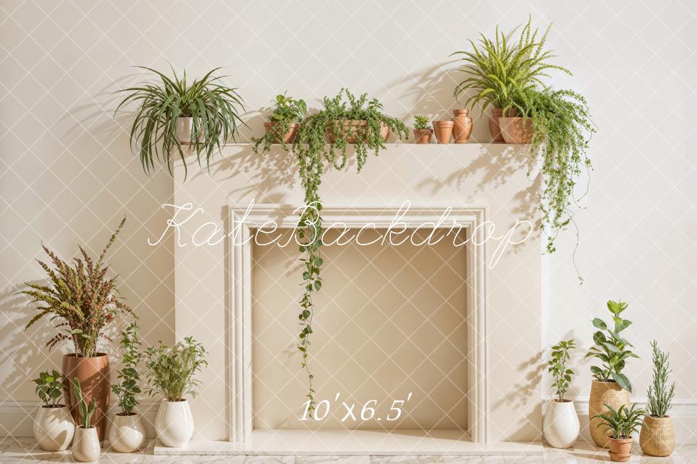 Kate White Fireplace With Spring Greenery Backdrop Designed by Emetselch - Image 8