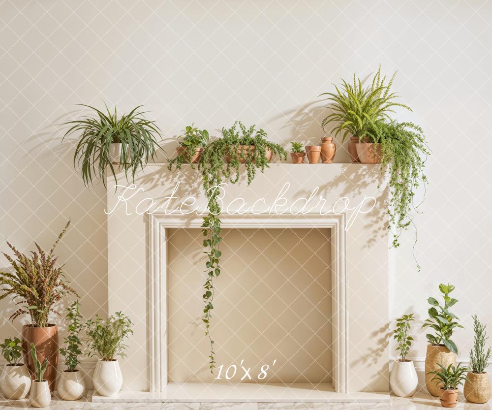 Kate White Fireplace With Spring Greenery Backdrop Designed by Emetselch - Image 9