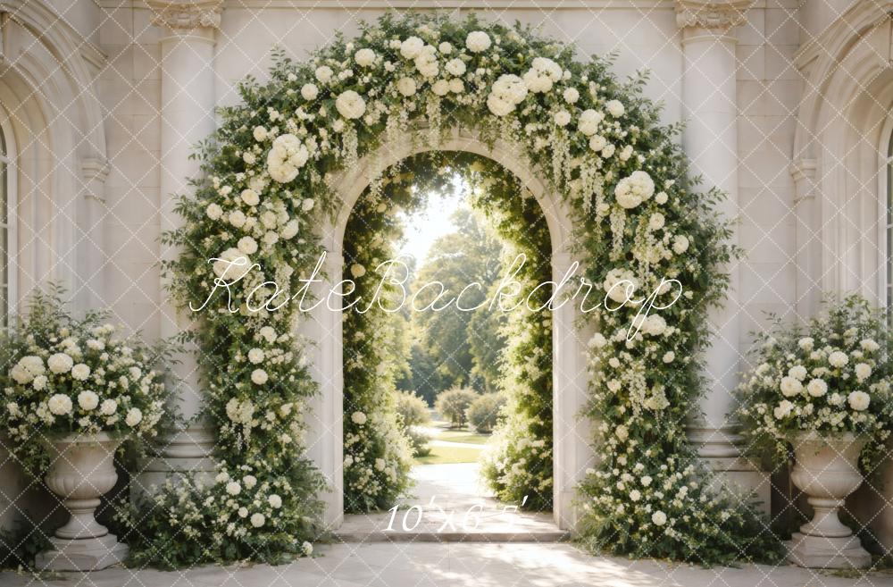 Kate White Floral Arch Columns Backdrop Designed by Vertigo Productions - Image 4