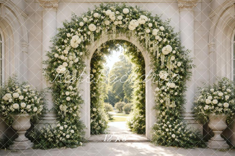 Kate White Floral Arch Columns Backdrop Designed by Vertigo Productions - Image 8