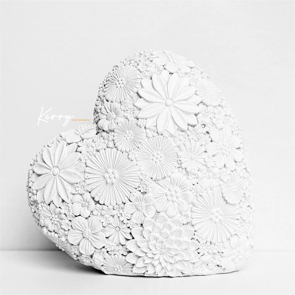 Kate White Floral Heart Mother's Day/Valentines Backdrop  Designed by Kerry Anderson - Image 2