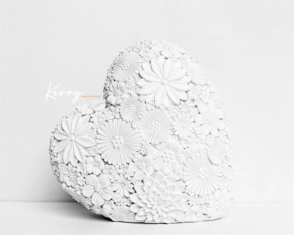 Kate White Floral Heart Mother's Day/Valentines Backdrop  Designed by Kerry Anderson - Image 3