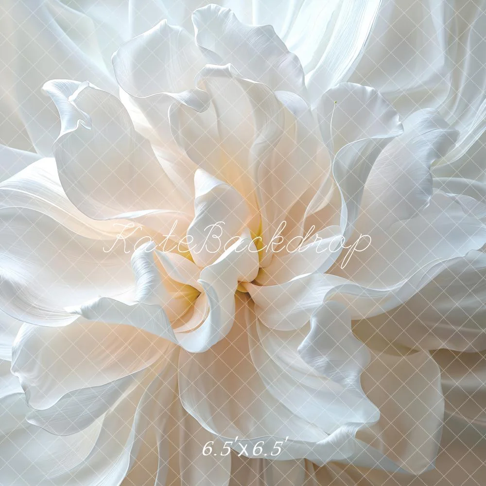 Kate White Flower Satin Backdrop Designed by Emetselch - Image 2
