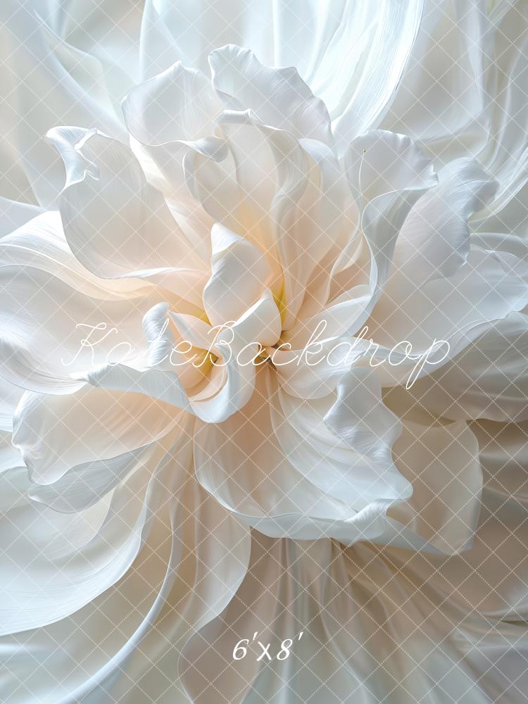 Kate White Flower Satin Backdrop Designed by Emetselch - Image 3